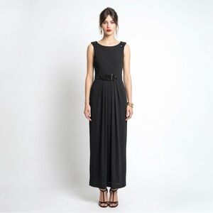 La Perla Black Beaded Evening Gown Sleeveless Grecian Formal Dress US 6